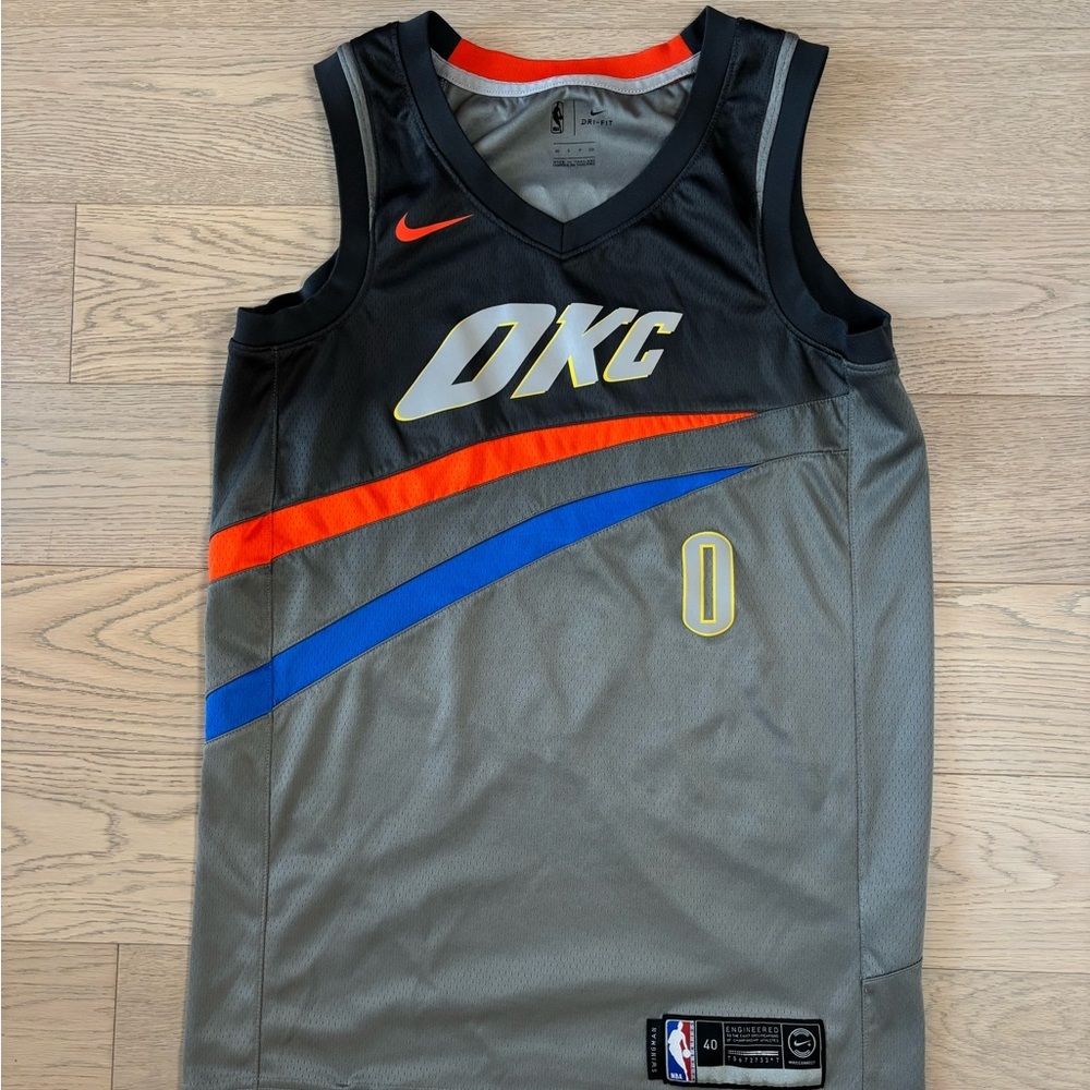 Rare Nike Westbrook OKC Basketball Jersey - Black and Gray